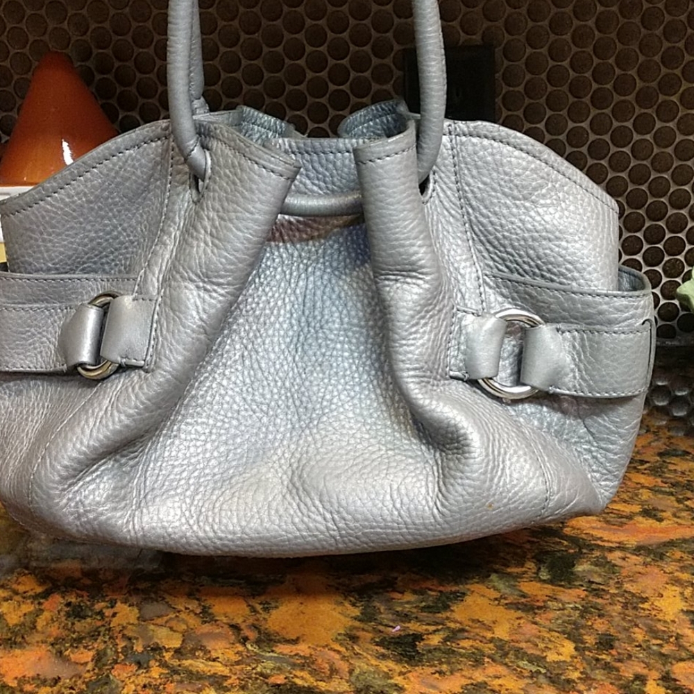 COLE HAAN GRAY LEATHER HANDBAG - Picture 1 of 5